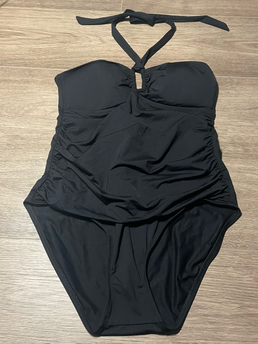 Lauren Ralph Lauren Black One-Piece Halter Swimsuit Women’s Size 10 Key-Hole Tie
